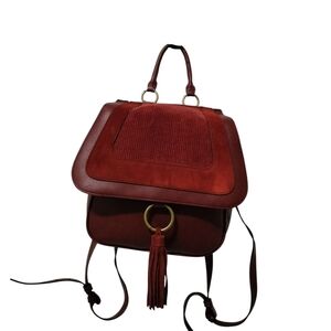 American Eagle Outfitters Burgundy and Dark Brown Backpack